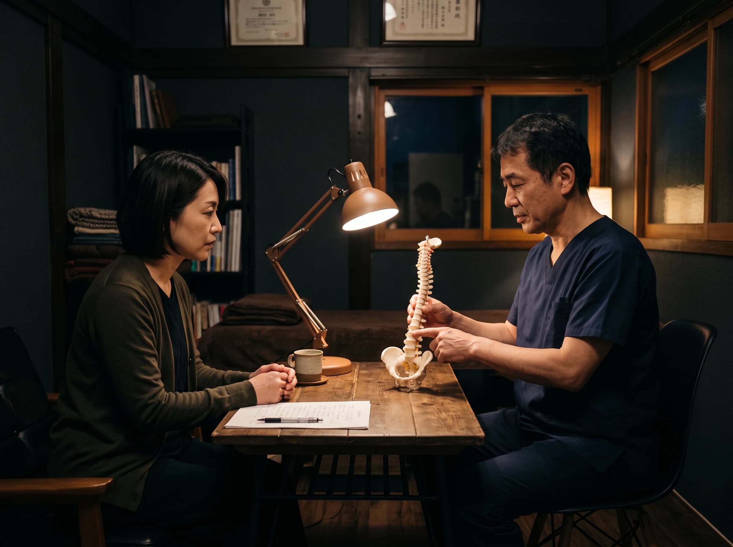 背骨の模型でお身体の状態を説明